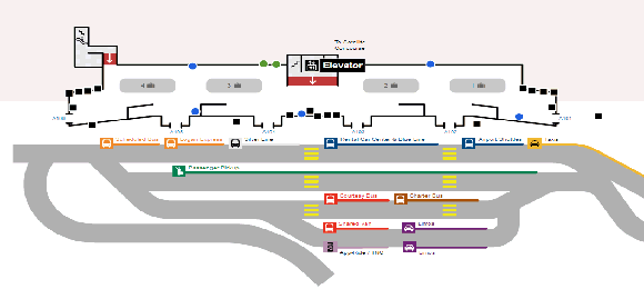 Limousine Pick Up area is marked in purple.