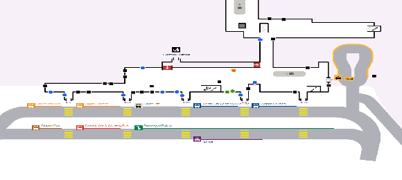 Limousine Pick Up area is marked in purple.